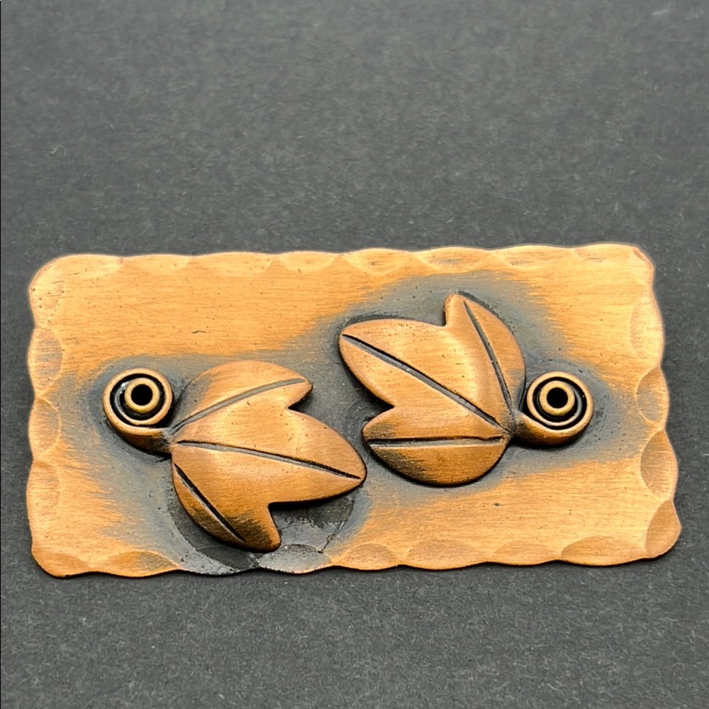 Fransisco “Frank” Rebajes Copper falling leaves brooch Vintage 2.5” x 1.2”